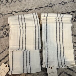 NWT, Hearth & Hand White and Black Striped Kitchen Towels, set of 2